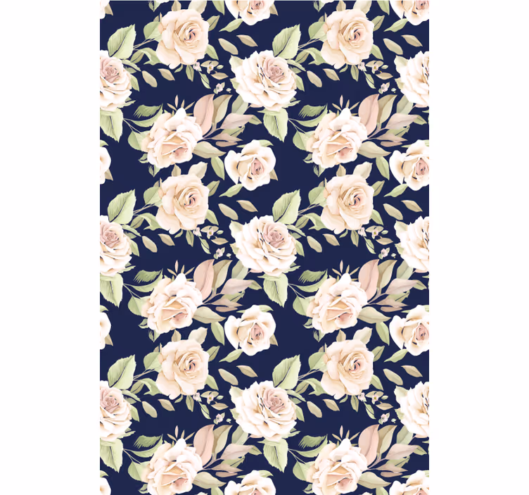 Blomsterrose mønster Blomster og planter på rullegardin - TenStickers