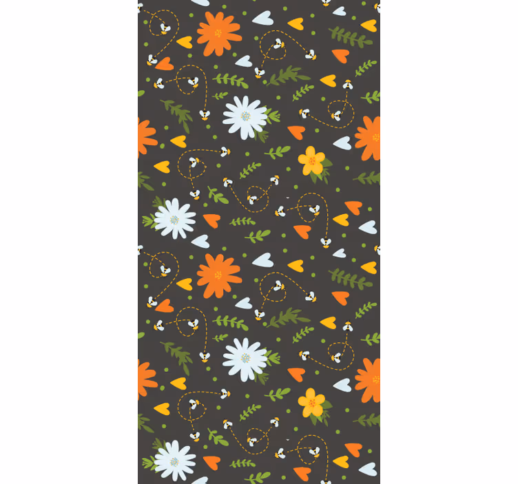 Forår farverige mønster blomster og planteRullegardiner - TenStickers