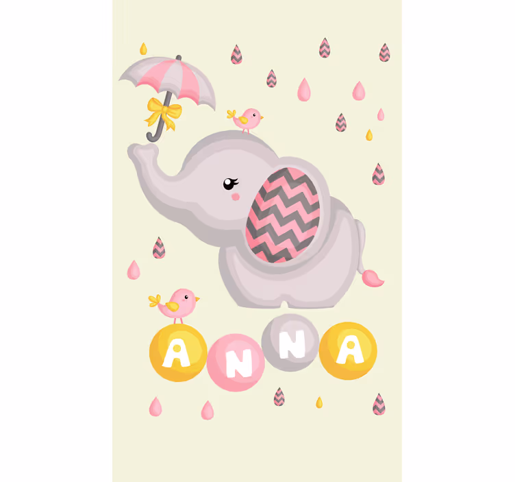 Elefant og fugl med paraply tilpasset vindue - TenStickers