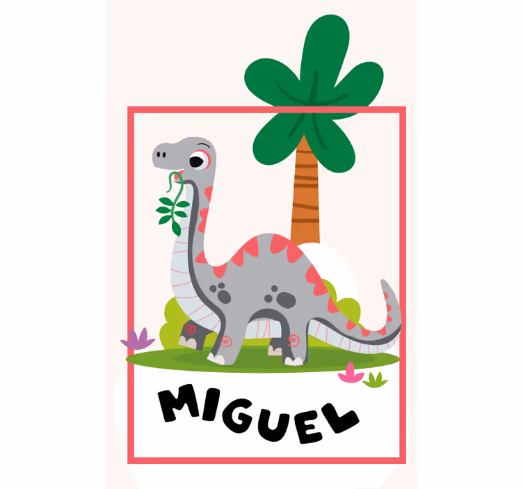 Langer hals med navn rullegardin med dinosaurus - TenStickers