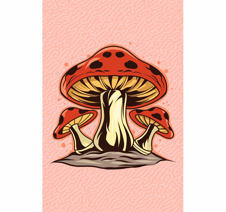 Pulserende svampetrio Blomster og planter på rullegardin - TenStickers