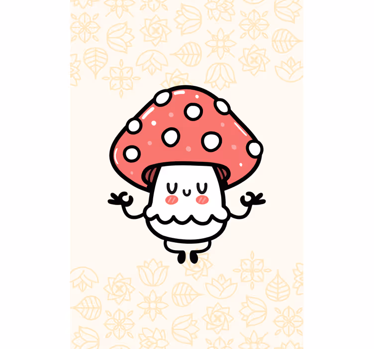 Sød glad champignon børneRullegardin - TenStickers
