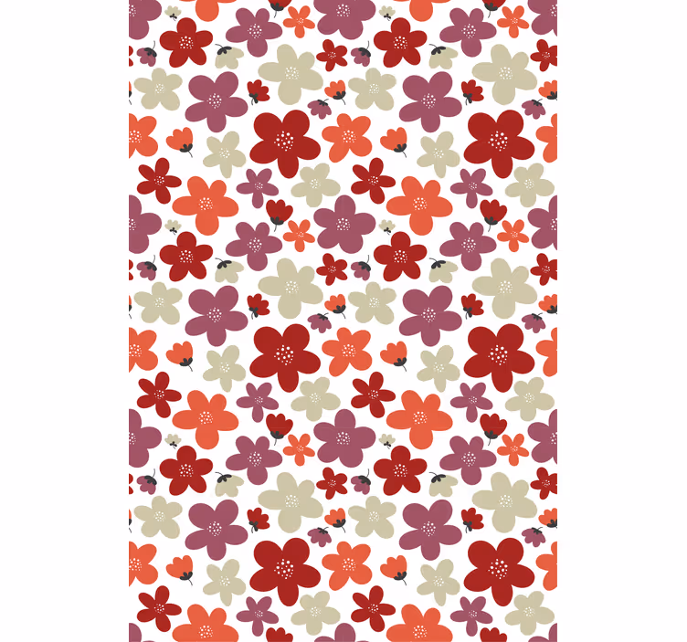 Røde abstrakte blomster mønster nordisk rullgardin - TenStickers