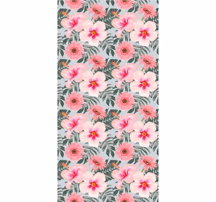 Hibiscus og blomster rullegardiner til stue - TenStickers