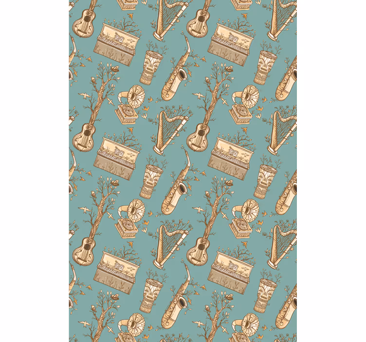 Vintage musikinstrumenter rullegardin teenager - TenStickers