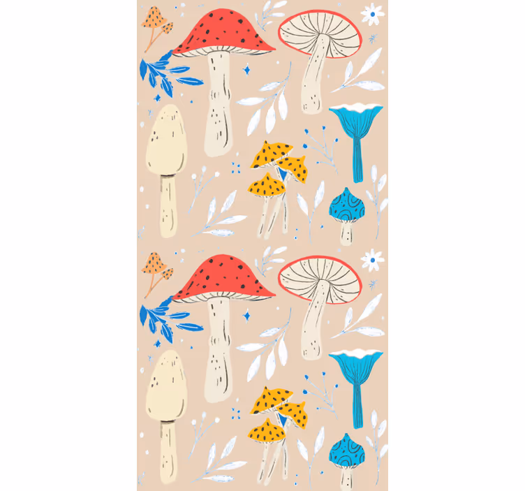 Stiliseret svampe illustration rullegardin - TenStickers