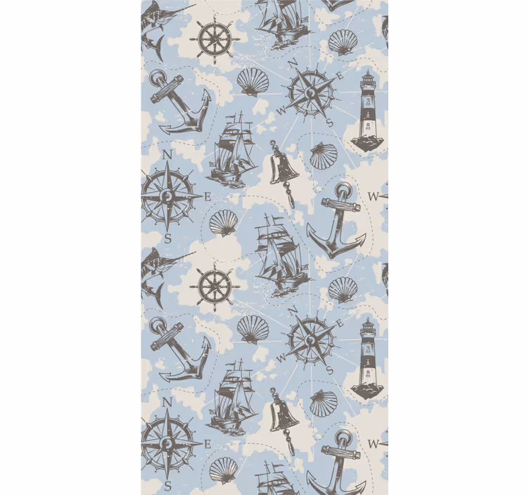 Vintage nautisk mønster vintage rullegardin - TenStickers