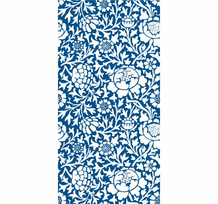 Blå vintage mønster rullegardiner med blomster - TenStickers