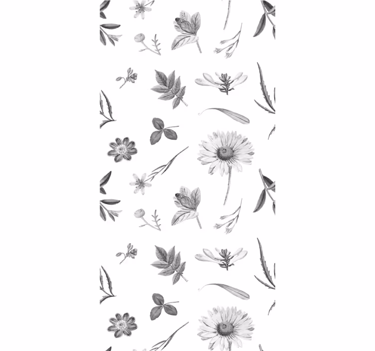 Botanisk have motiv Blomster og planter på rullegardin - TenStickers