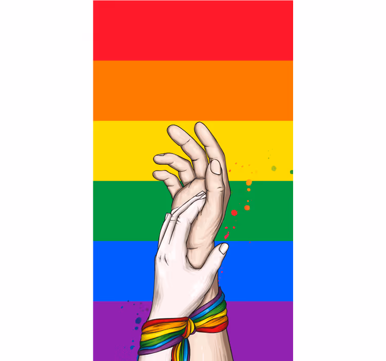 Menneskehænder og lgbt regnbue rullegardin - TenStickers