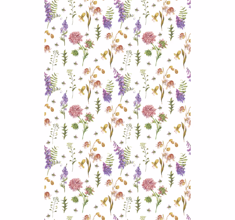 Flerfarvede minimalistiske blomster og planteRullegardiner - TenStickers