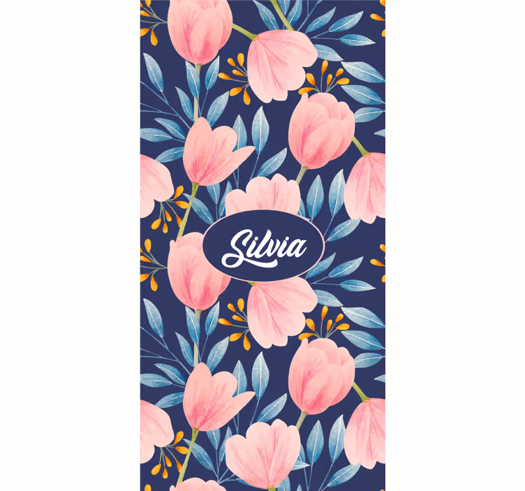 Lyserødt blomsterdesign Blomster og planter på rullegardin - TenStickers