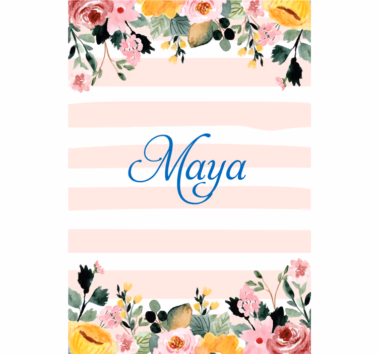 Blå navn med blomster tilpasset rullegardin - TenStickers