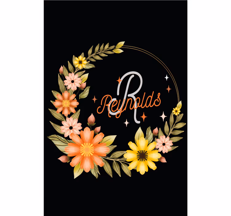 Elegant initial og navn Blomster og planter på rullegardin - TenStickers