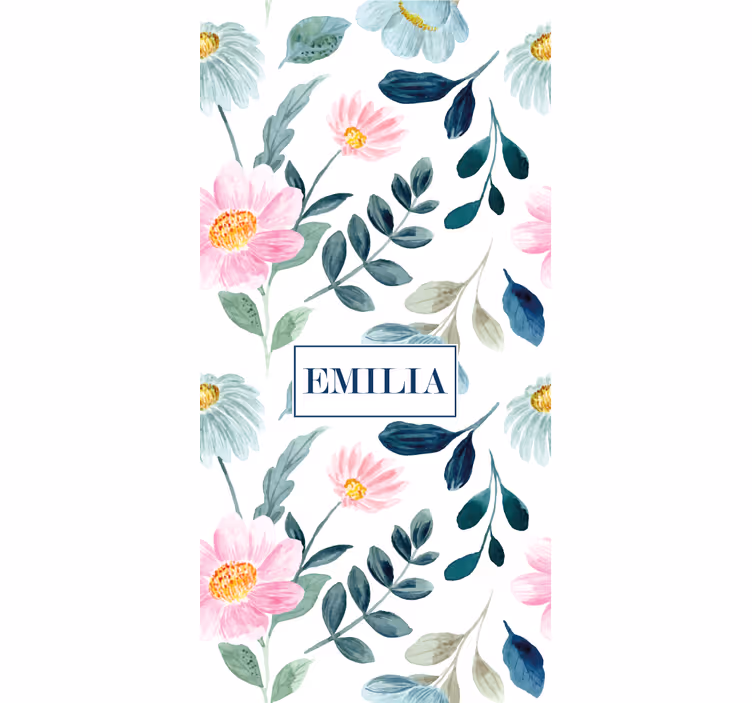 Blomstret blomst med navn Blomster og planter på rullegardin - TenStickers
