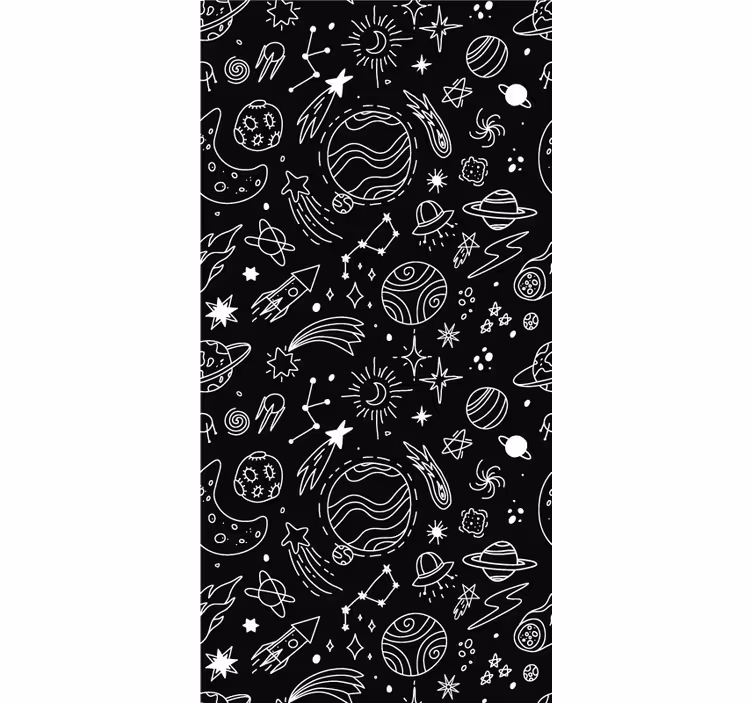 Sort og hvid kosmisk børnebord - TenStickers