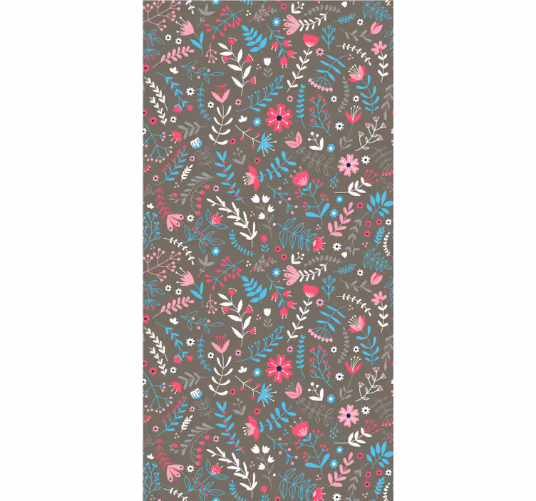 Farverigt ditsy motiv Blomster og planter på rullegardin - TenStickers