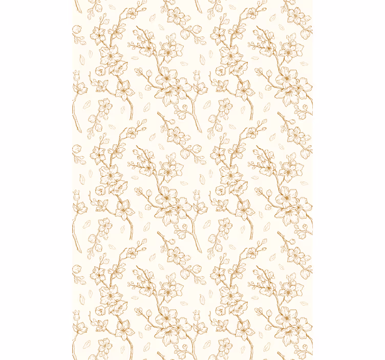 Blomster og planter på rullegardin i enkelt beige mønster - TenStickers