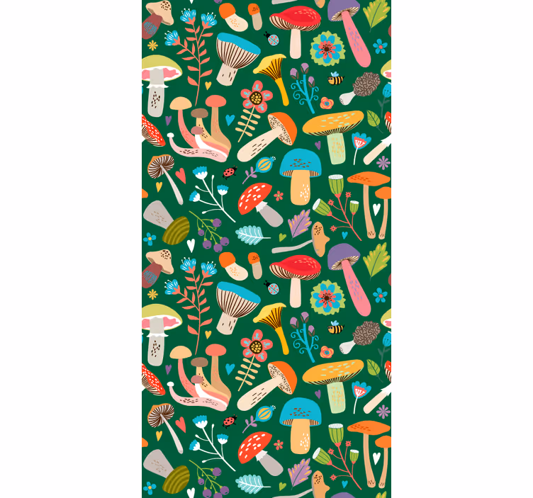 Levende svampemotiv Blomster og planter på rullegardin - TenStickers