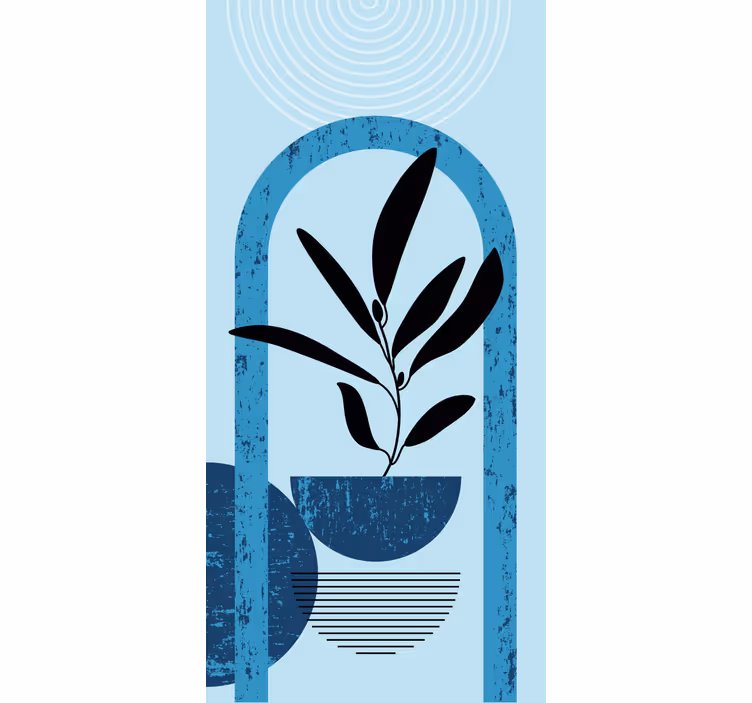 Blå stilfuld potteplante Blomster og planter på rullegardin - TenStickers