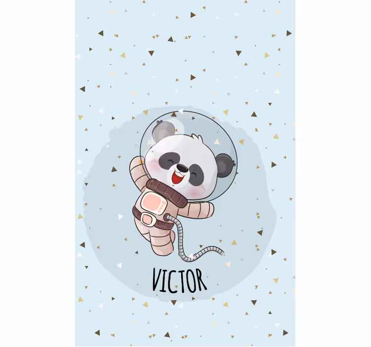 Panda astronaut med navn mørklægningsgardiner børn - TenStickers