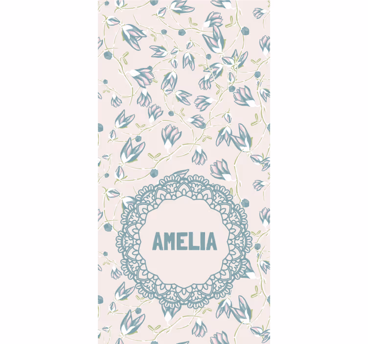 Navn med delikat blomstermotiv rullegardin teenager - TenStickers