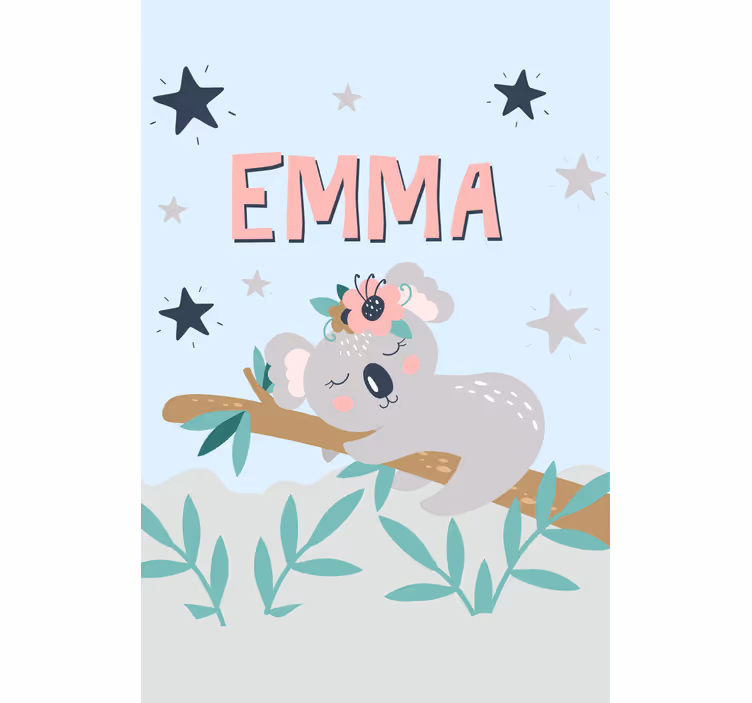 Baby koala med navn mørklægningsgardiner børn - TenStickers