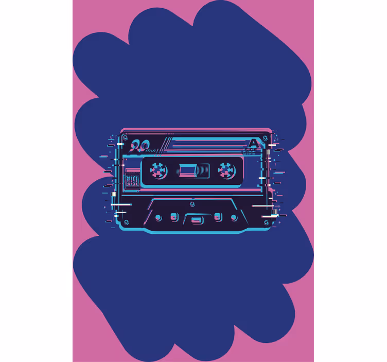 Retro kassette illustration nørdede rullegardiner - TenStickers
