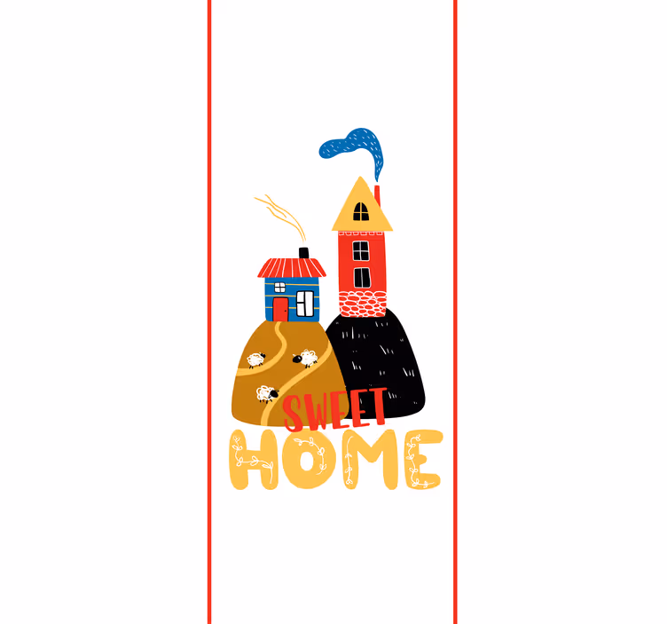 Charmerende hus illustration rullegardin med tekst - TenStickers