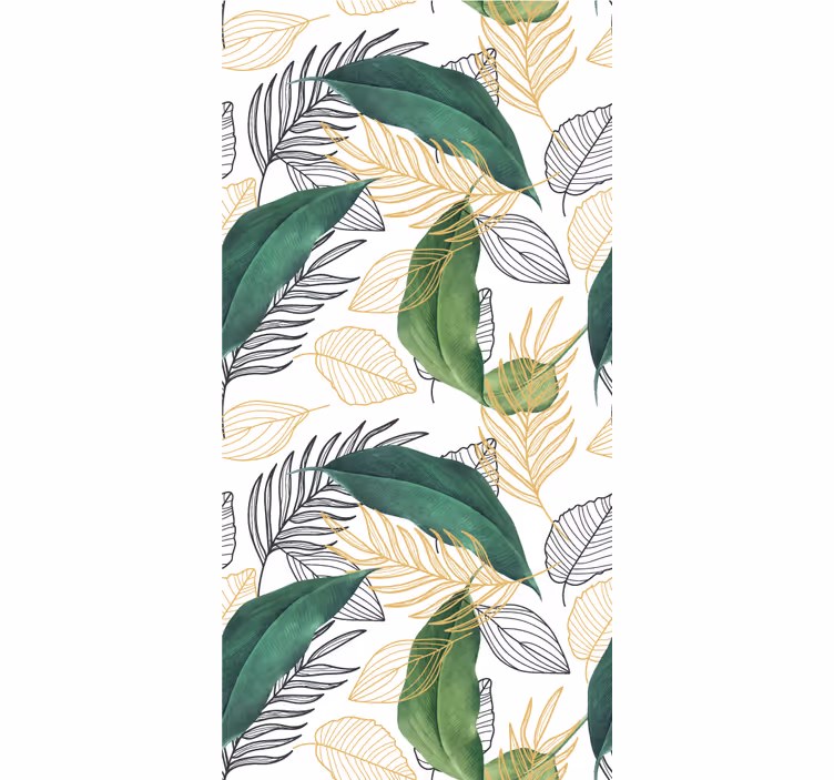 Frodige grønne blade Blomster og planter på rullegardin - TenStickers