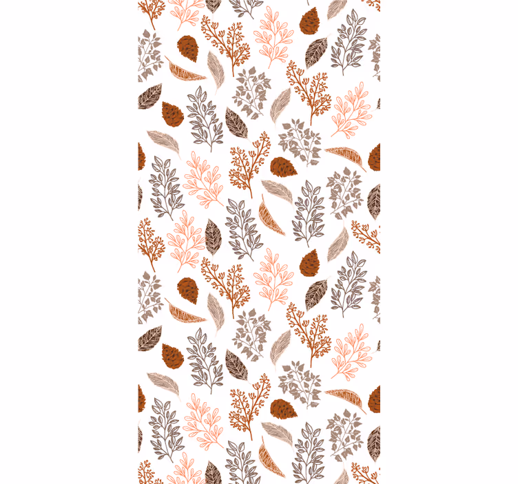 Efterårsbrunt mønster Blomster og planter på rullegardin - TenStickers