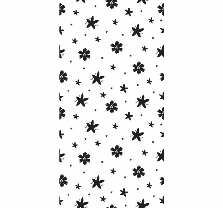 Sort og hvidt design rullegardiner med blomster - TenStickers
