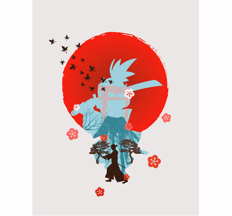 Samurai silhuet superhelte rullegardiner - TenStickers