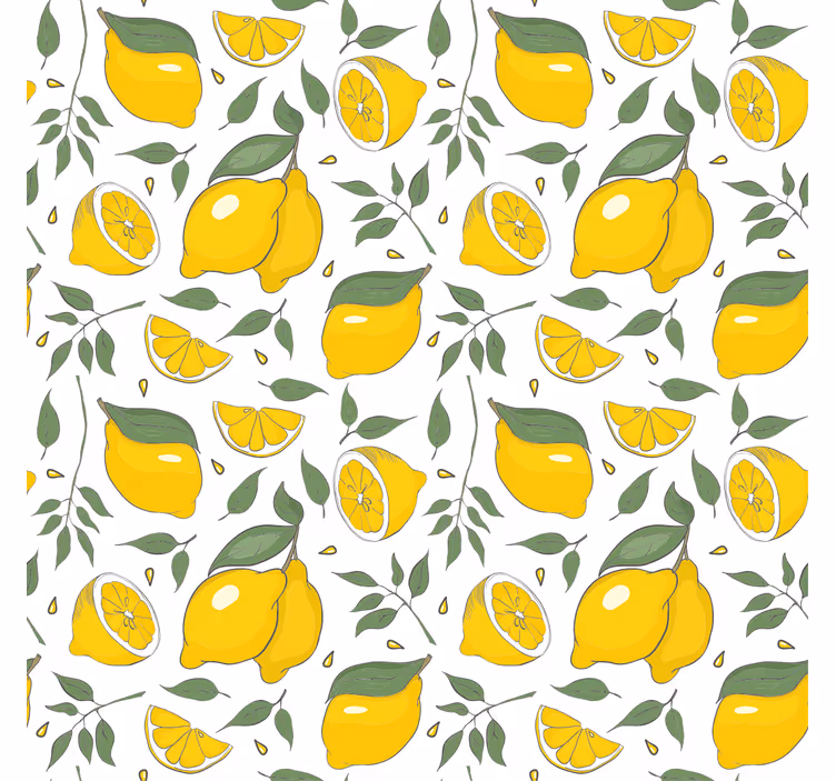 Citroner og blomstermønster køkkengardin - TenStickers