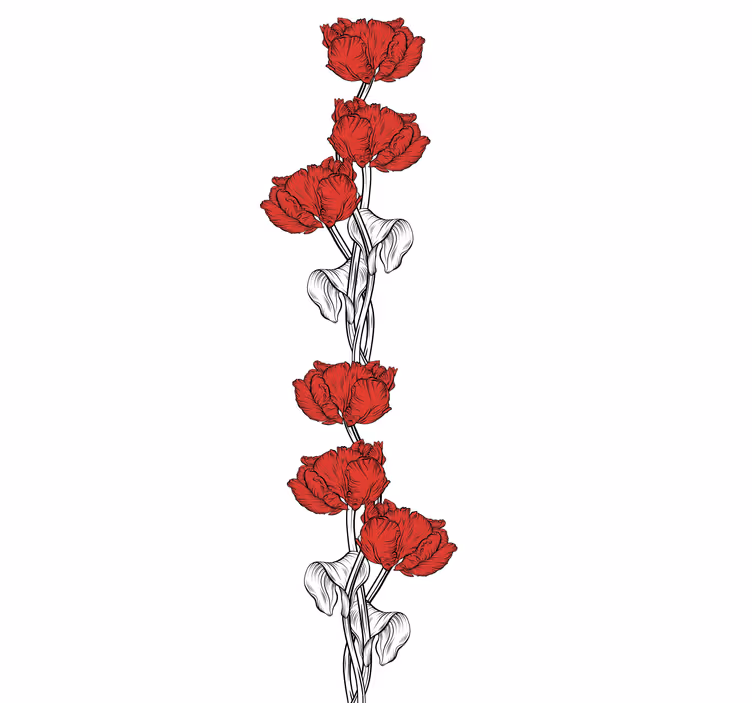 Blomster og planter på rullegardin elegante røde blomster - TenStickers