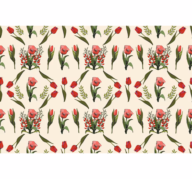 Elegant beige arrangement rullegardiner med blomster - TenStickers