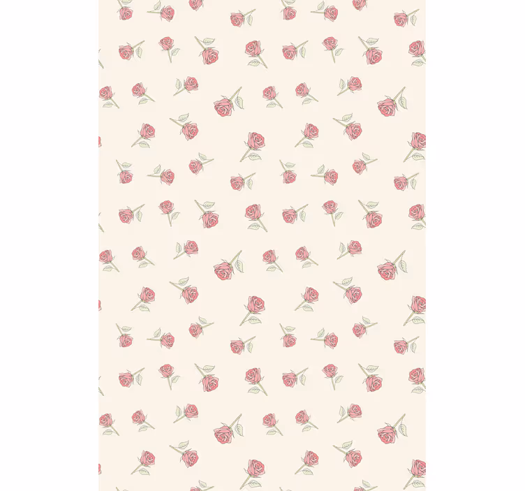 Blidt rose motiv Blomster og planter på rullegardin - TenStickers