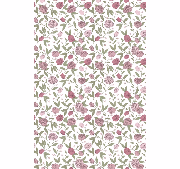 Lyserøde blomster og planter rullegardin - TenStickers