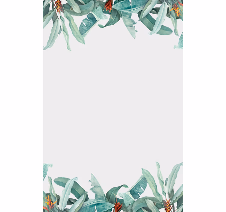 Tropisk bladkant Blomster og planter på rullegardin - TenStickers