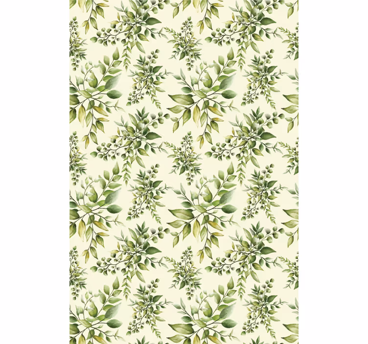 Frodigt grønt mønster Blomster og planter på rullegardin - TenStickers