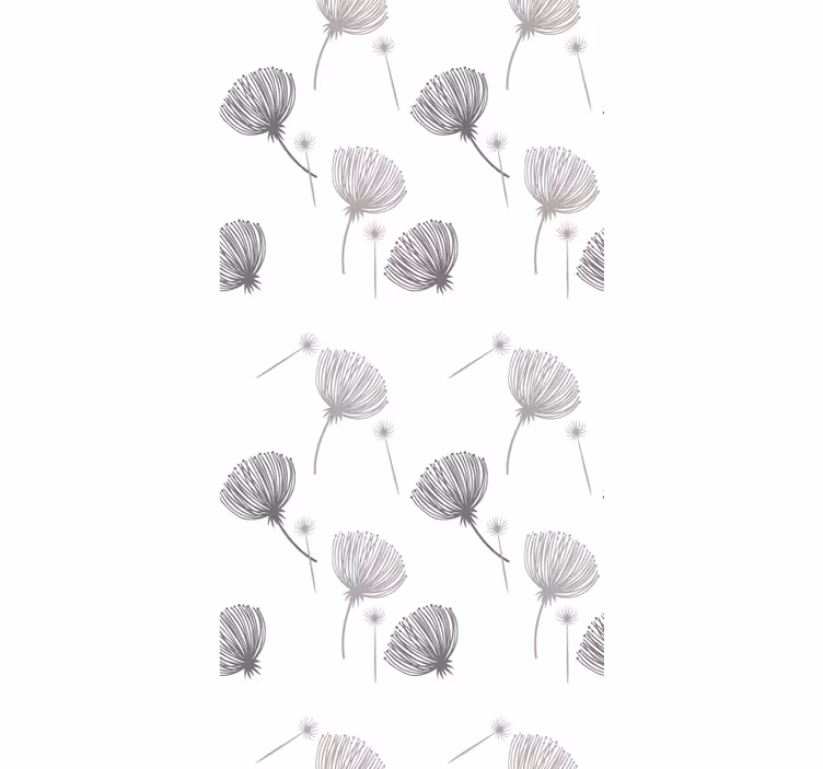 Blødt gråt mønster Blomster og planter på rullegardin - TenStickers