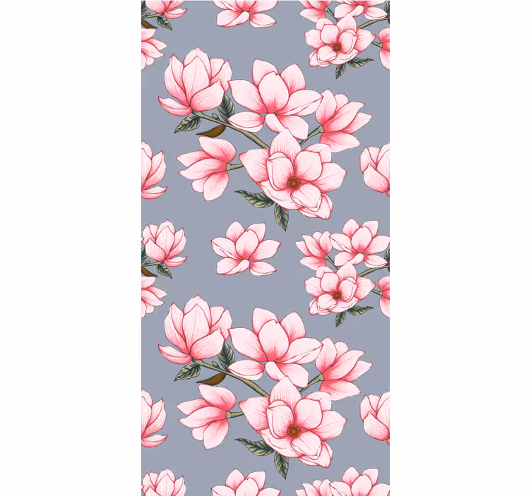 Grå og lyserød blomstergardin - TenStickers