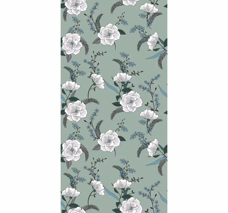 Magnolia blomstermønster Blomster og planter på rullegardin - TenStickers