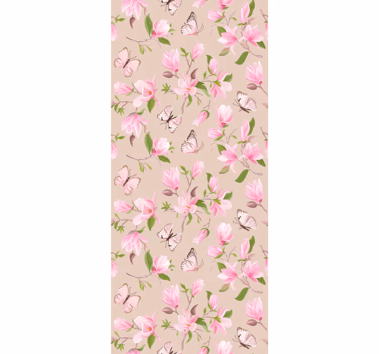Sarte blomstersommerfugle Blomster og planter på rullegardin - TenStickers
