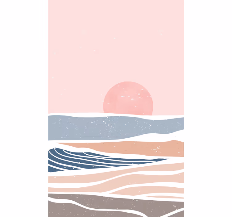 Fredfyldte solnedgangsbølger vintage rullegardin - TenStickers