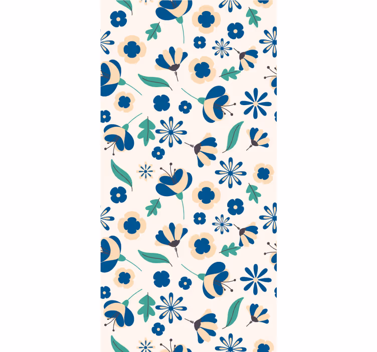 Botanisk blomstermønster Blomster og planter på rullegardin - TenStickers