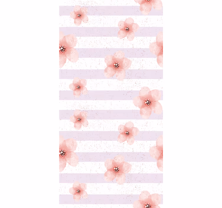 Lyserøde blomsterstriber Blomster og planter på rullegardin - TenStickers