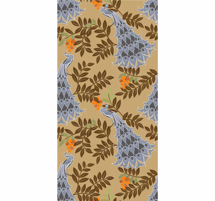 Yndefuldt påfugledesign rullegardiner med blomster - TenStickers