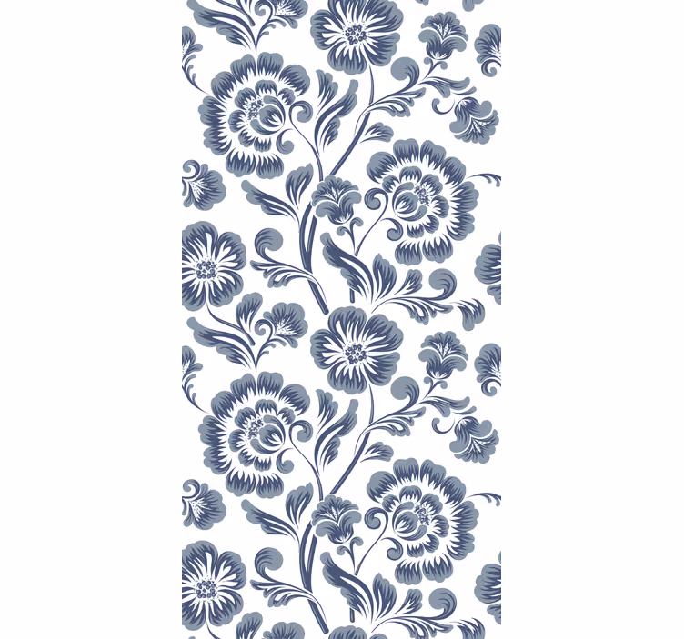 Elegante grå mønstre rullegardiner med blomster - TenStickers