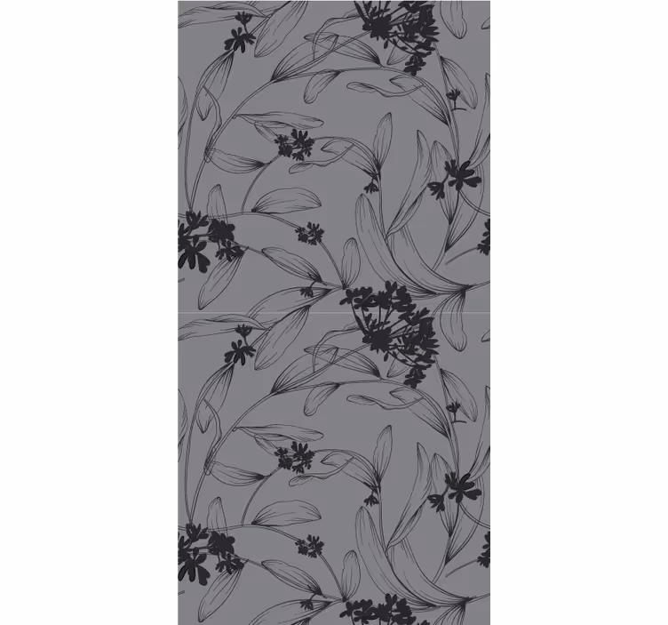 Monokromt blomsterdesign Blomster og planter på rullegardin - TenStickers